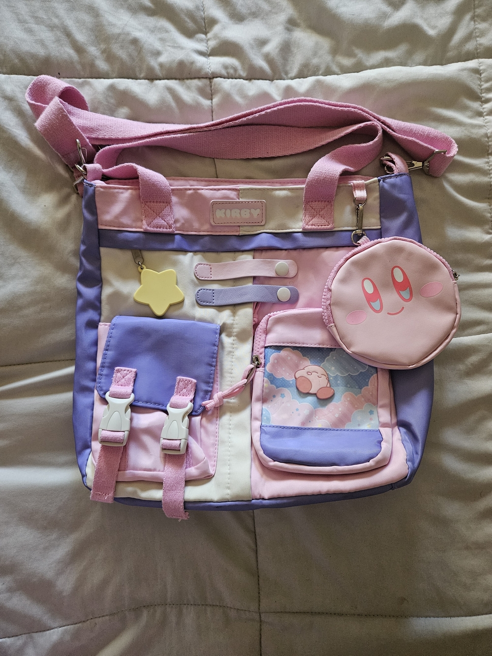 Hot Topic Pink & Lavender Kirby Shoulder Bag with Star Charm